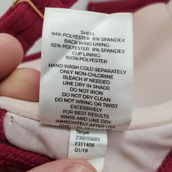 Target Women's Burgundy Textured‎ Plunge Neck Underwire Swim Top Bikini Size 34C - Picture 5 of 7